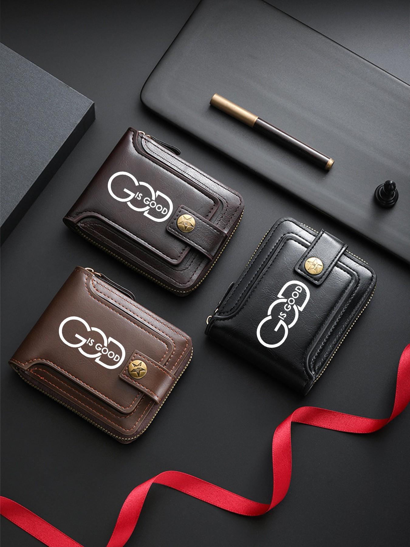 God Is Good Men's Short Zip Wallet, Piano Style Multi-Card Slot Large Capacity, Christian Faith Theme Daily Commute Card Holder, Perfect Gift