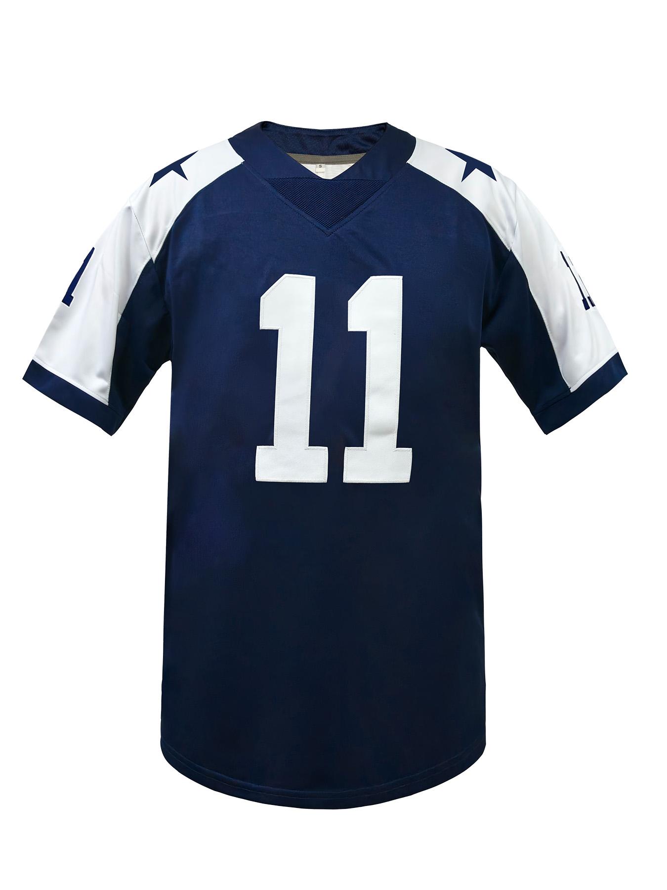 Embroidered Men's American Football Jersey Short Sleeve, Lightweight Jersey, Sweat Absorbing Rugby Jersey, Breathable T-Shirt Comfortable Sportswear