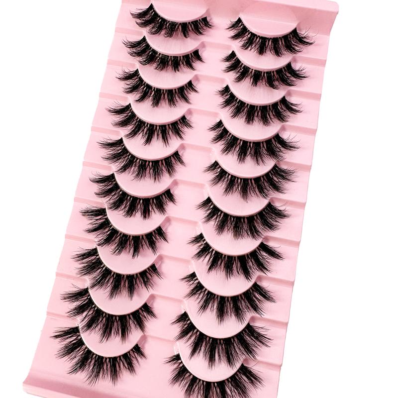 10Pairs Clear Band Lashes Of Luxurious 3D Fluffy False Eyelashes - Thick, Wispy, 3D Volume, Reusable, Soft, Lightweight, Faux Mink Strip Lashes For Dramatic Eye Makeup Look