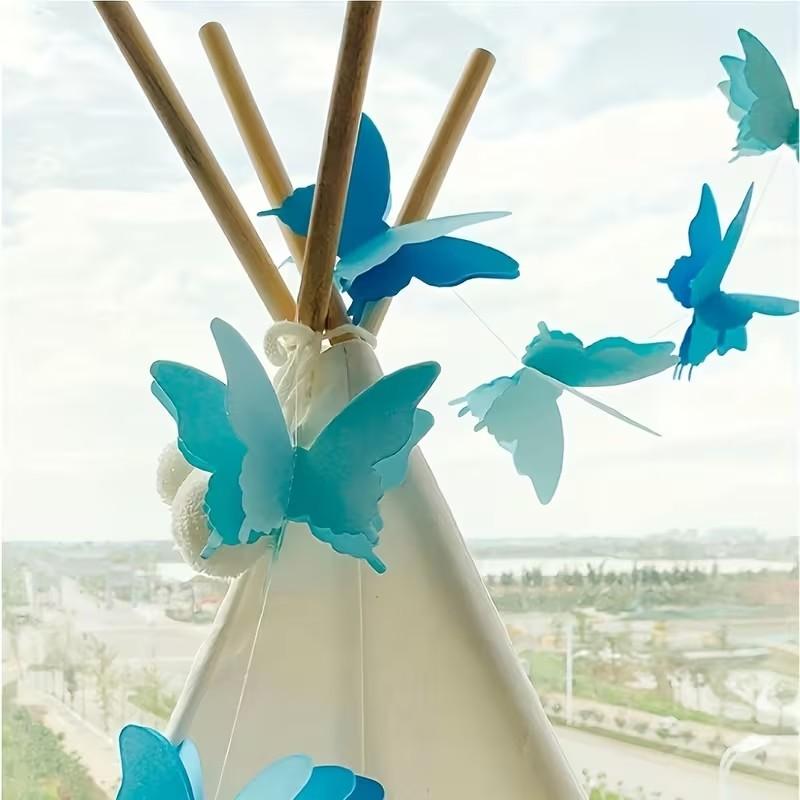 9 Strands (220 cm / 86.61 inches) Butterfly Paper Garlands — Ideal for Wedding, Valentine's Day, and Birthday Theme Decorations, as well as Party and Home Decor.