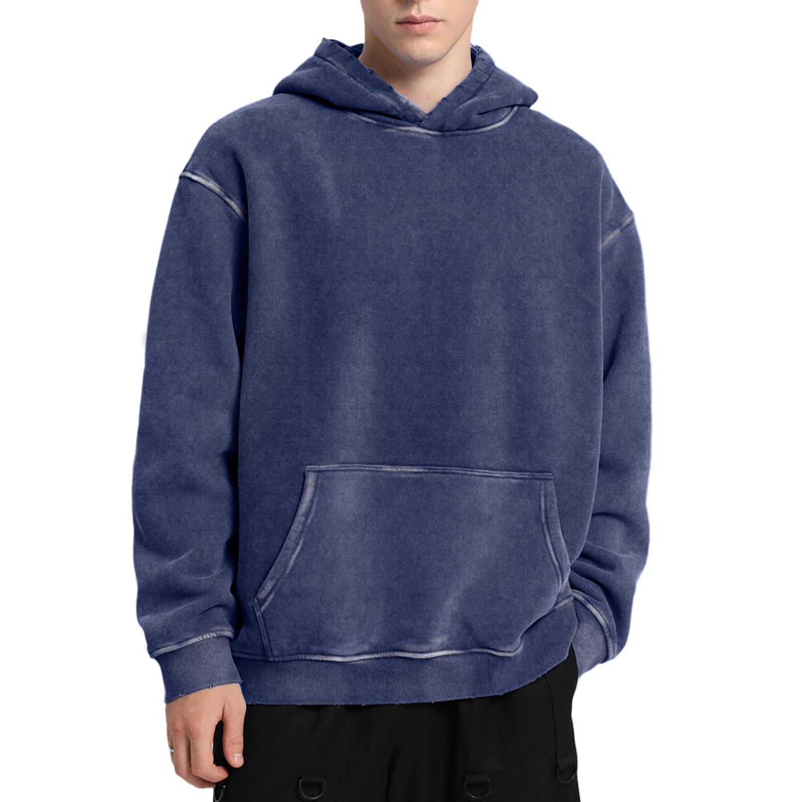 FAIABLE Unisex Oversized Hoodie Plush Fleece Sweatshirt Vintage Heavyweight Cotton Big & Tall for Men Couples Winter Autumn Workout College Streetwear Sweaters Green Acid Wash Kanga Pocket Casual Crewneck Basic Ribbed Stretch Stylish Fabric SpringStatemen