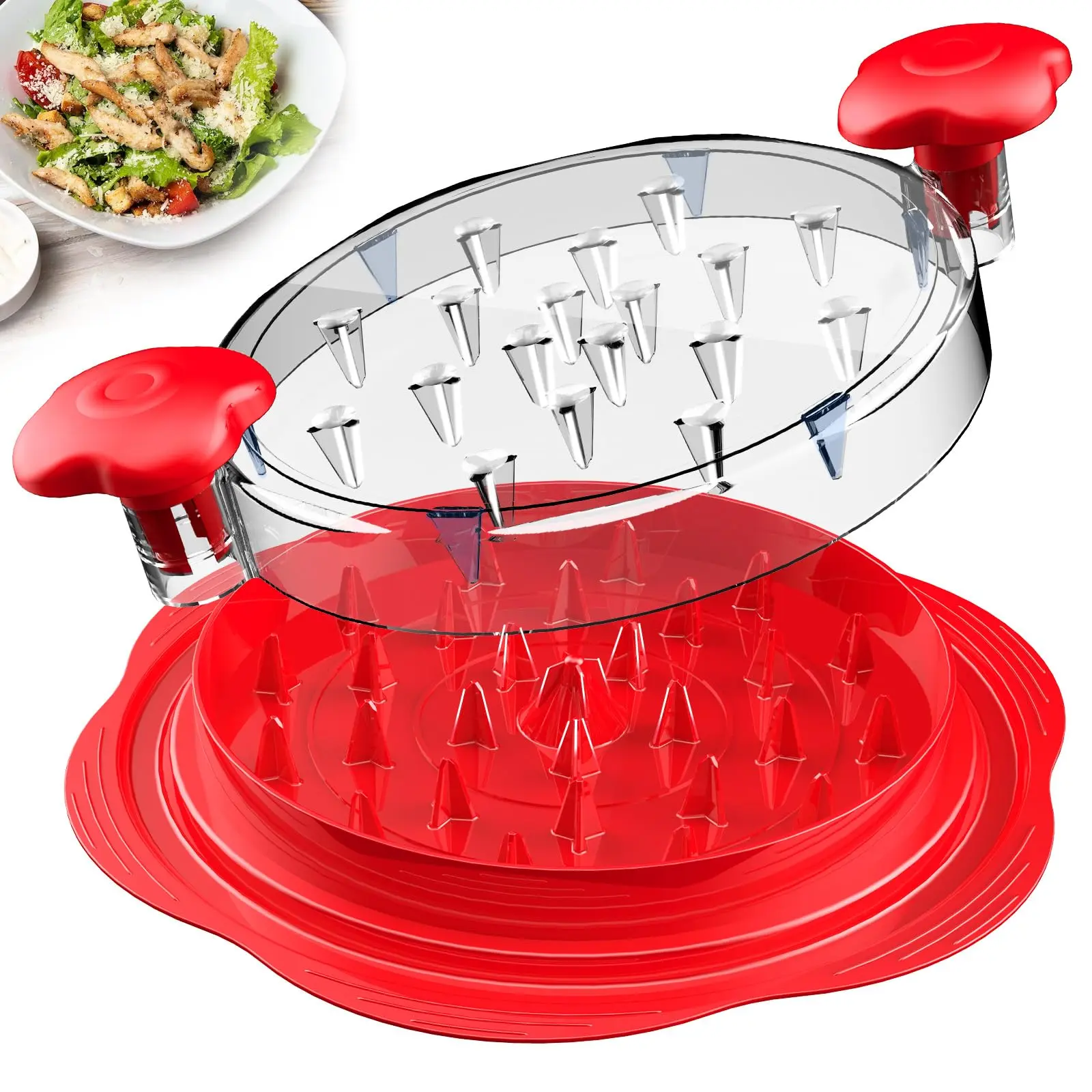 Chicken Shredder Large Chicken Breast Shredder Tool Twist with Brush&Fork, Visible Meat Shredder Machine, Anti-Slip Strip, Ergonomic Handle