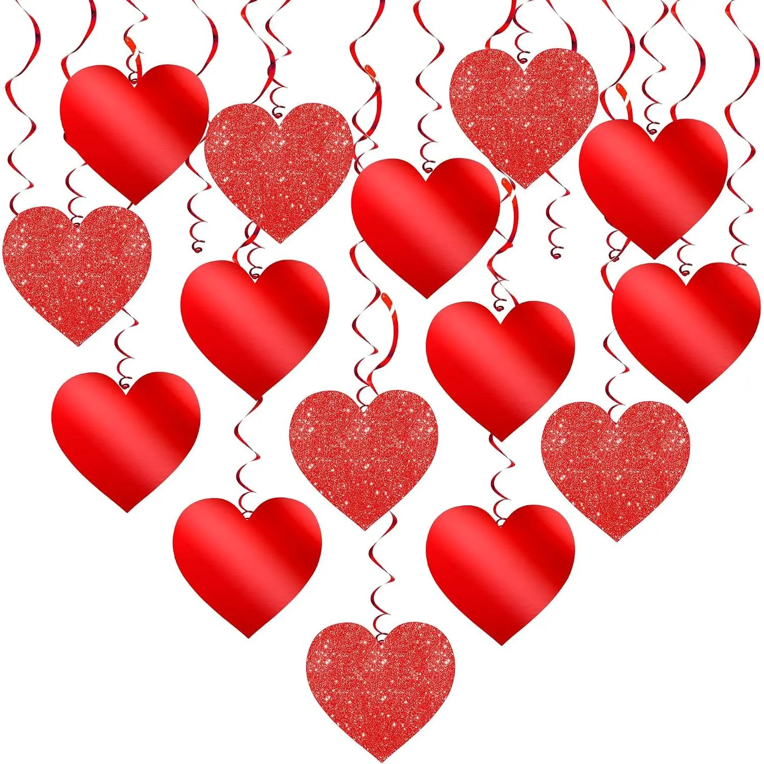 Glitter Red  Heart Swirls, Pack of 30 |  Hearts Decorations for Valentines Day Decorations for , Romantic Decorations Special Night, Valentine Decorations
