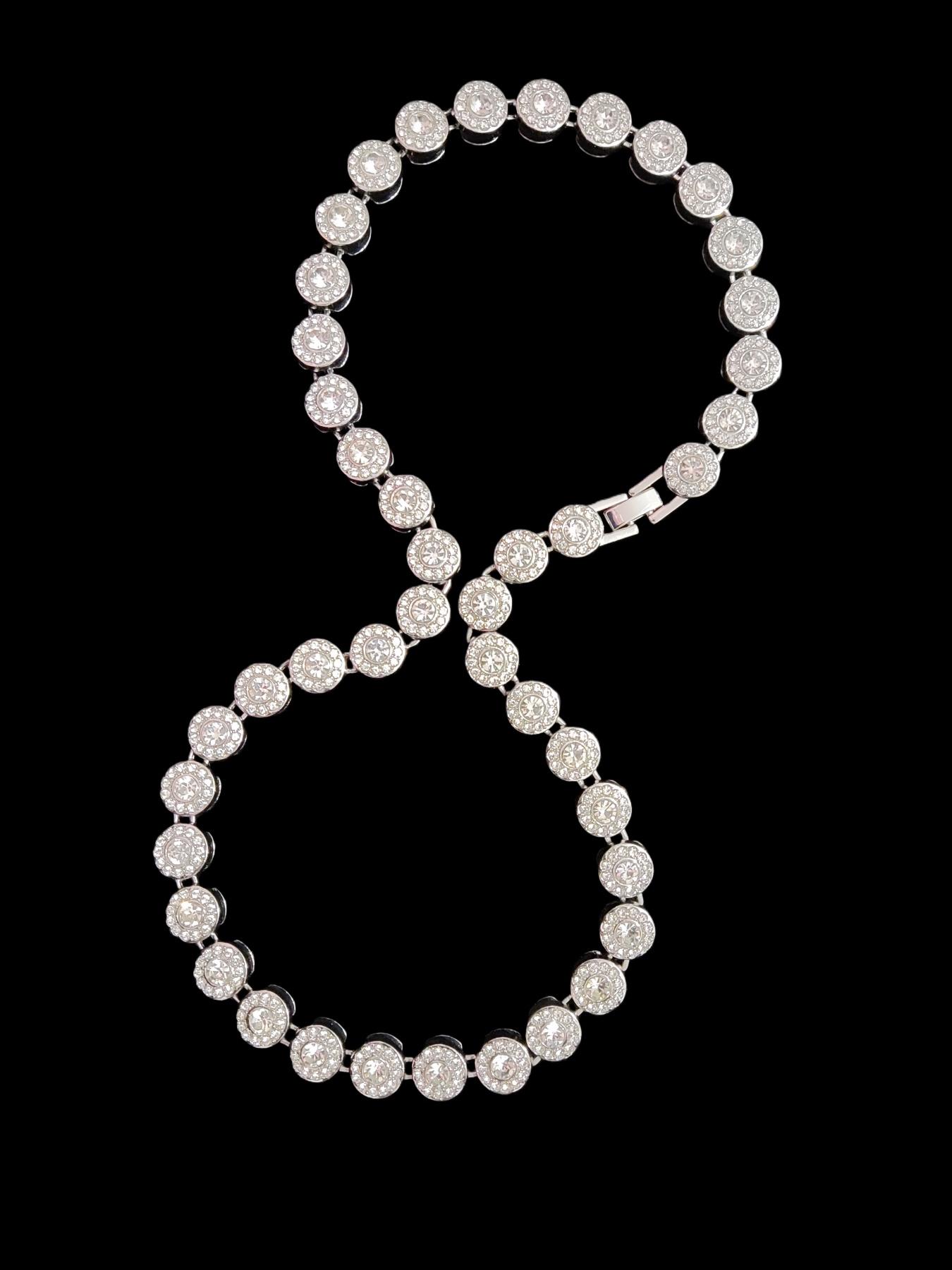 Men Women Hip Hop Heart and Round Chain Necklace, Heart Style Choker, Full Rhinestone Chain Jewelry, Fashion Elegant Accessory for Daily Wear or Party  Valentines Gift 2 Styles For Choose, High End Necklace