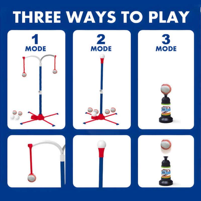 3-In-1 Baseball Set for Kids, Adjustable Tee, Portable Launcher, Hanging Bat, Perfect Gift for All Ages, Family Fun Essential!