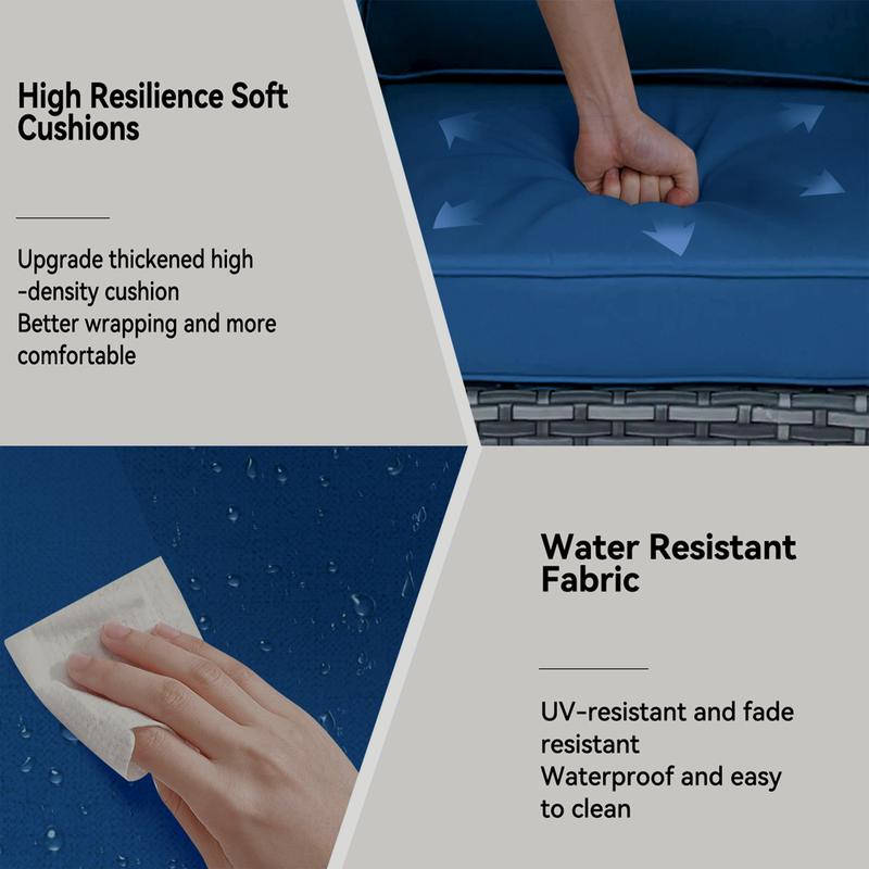 Outdoor Swivel Rocker Chairs 3 Pieces Wicker Swivel Patio Chair with Rattan Side Table, Wicker Patio Furniture Set, 3 Piece Rattan Outdoor Sectional Conversation Sets 2 Piece Wicker Hang gliding Chairs and 1 Side Table, Blue+Grey Outdoor Swivel Rocker Chairs 3 Pieces Wicker Swivel Patio Chair with Rattan Side Table, Wicker Patio Furniture Set, 3 Piece Rattan Outdoor Sectional Conversation Sets 2 Piece Wicker Hang gliding Chairs and 1 Side Table, Blue+Grey