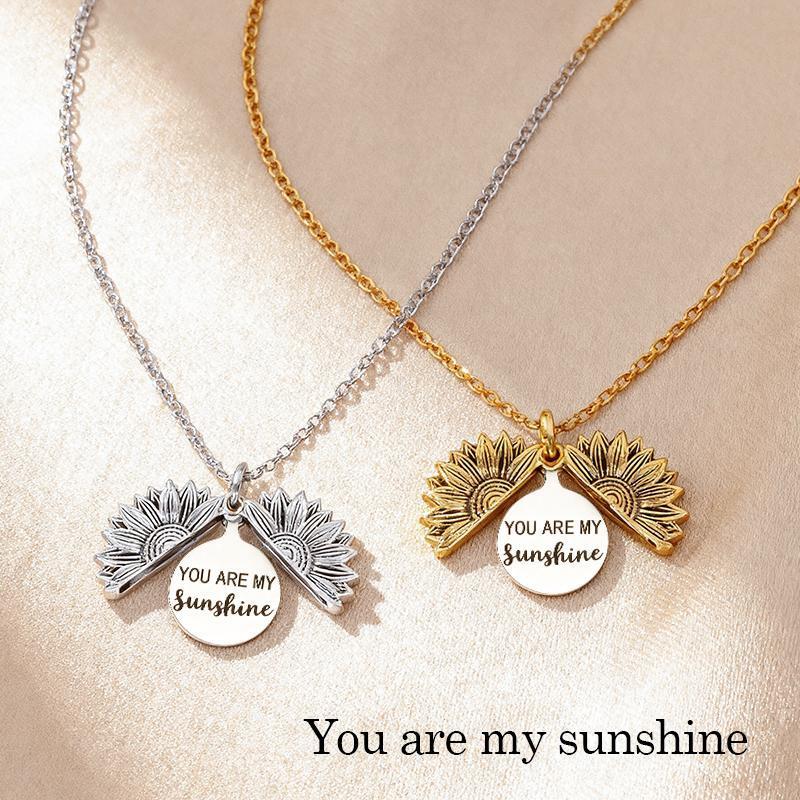 Sunflower Necklace, Inspirational Gifts for Daughter Granddaughter Women Girls, Valentine's Day Gift, Keep Fucking Going, You are My Sunshine