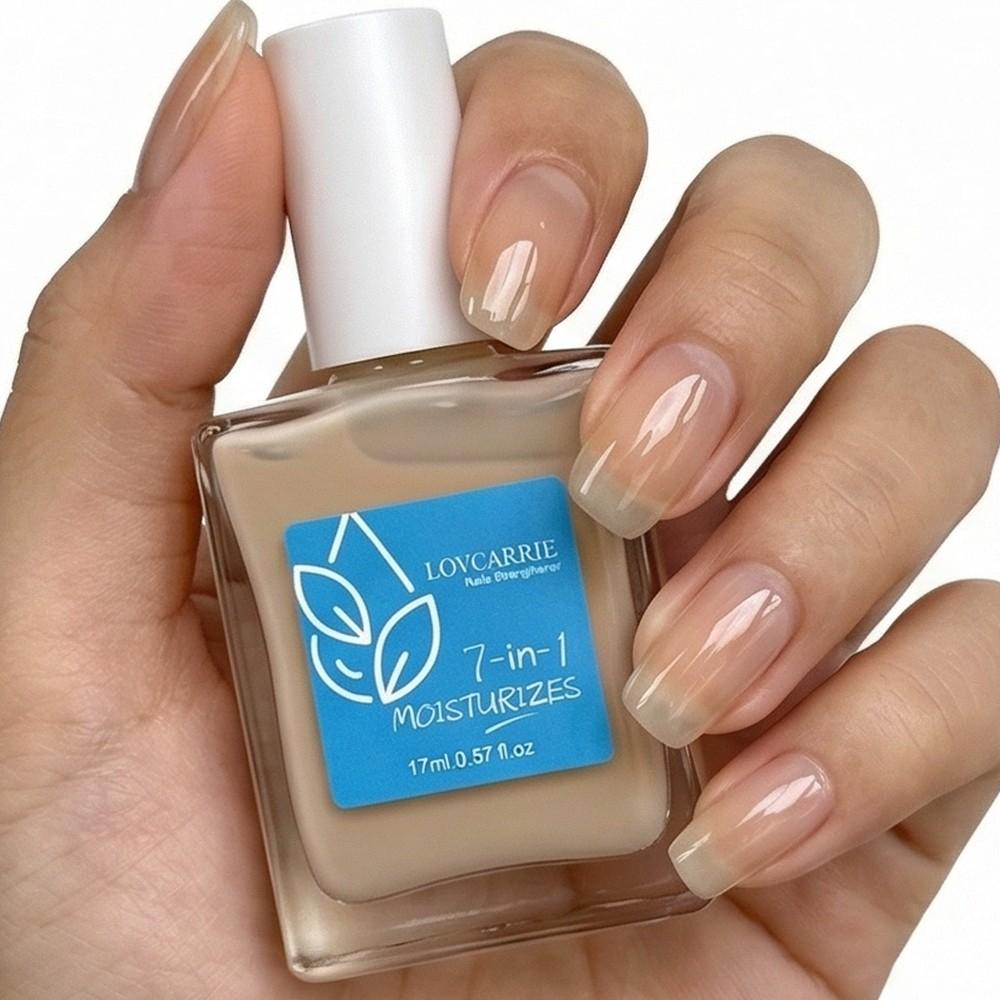 LOVCARRIE New Arrival 7 IN 1 Moisturize 17ml Natural Jelly Beige Gloss Nail Strengthener, with Calcium, Fast Air Drying, High Shine Nail Protection Layer, Nail Hardener, Get Strong Nails, Protect and Nourish Nails, Nail Care Oil, Manicure Nail Polish