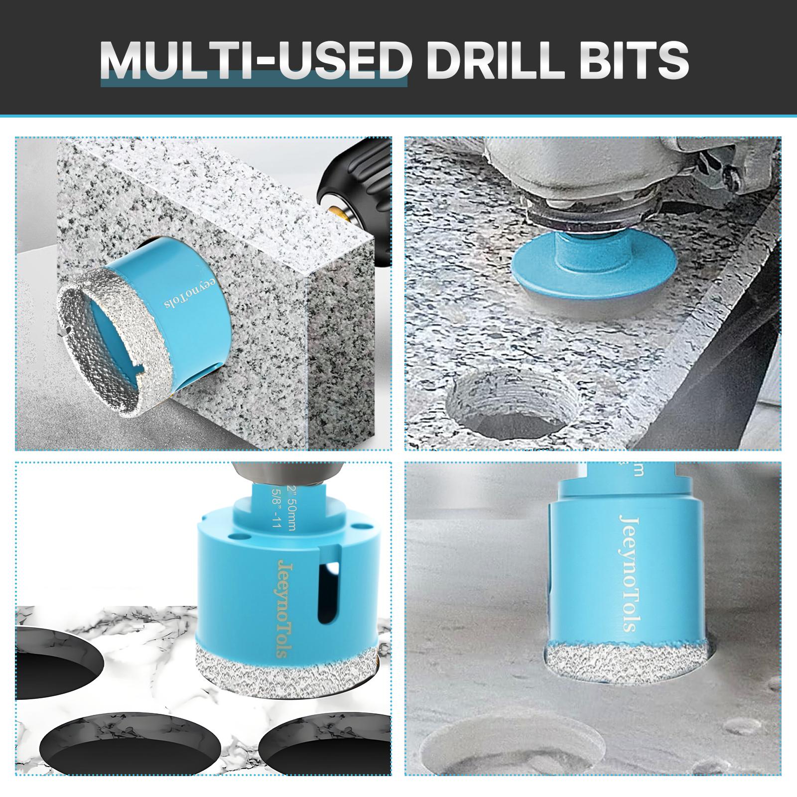 9PCs Dry Diamond Hole Saw Drill Bits Set, High-Quality, Family Daily Used,  Drill Bits & 50mm Beveling Chamfer Bit & 2PCs Adapters, For Ceramic, Tile, Marble, Porcelain 5/8-11 Thread, Core Drill, Dry Tile Drill, Diamond Tile Bit Power Tool Cutting