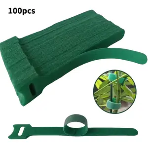 100pcs Adjustable Fit Non-Slip Nylon Plant Ties with Metal Buckle and Velcro, Reusable Garden Tie Straps for Climbing Plants, Home Decor
