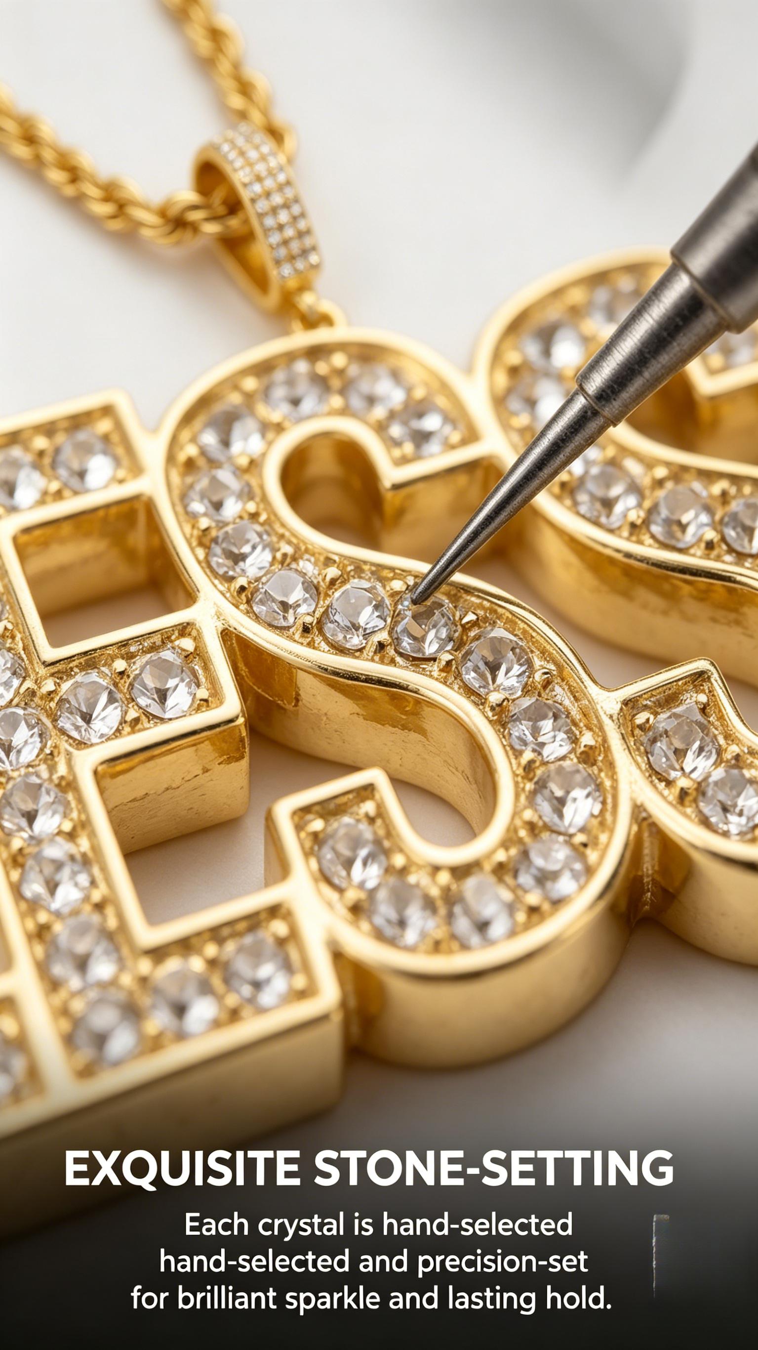 Men's BLESSED Cuban Chain Necklace, Hand-Set Sparkling Crystals Men's BLESSED Cuban Chain Necklace, Hand-Set Sparkling Crystals