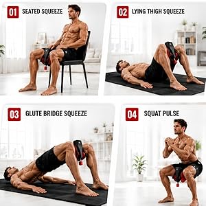 Thigh Trainer Master for Women & Men, Kegel Master & Pelvic Floor Trainer, Inner Thigh Exerciser, 22-77lbs Resistance, Glute & Hip Toner, Home Workout Equipment with Bands, Fitness for Home & Travel