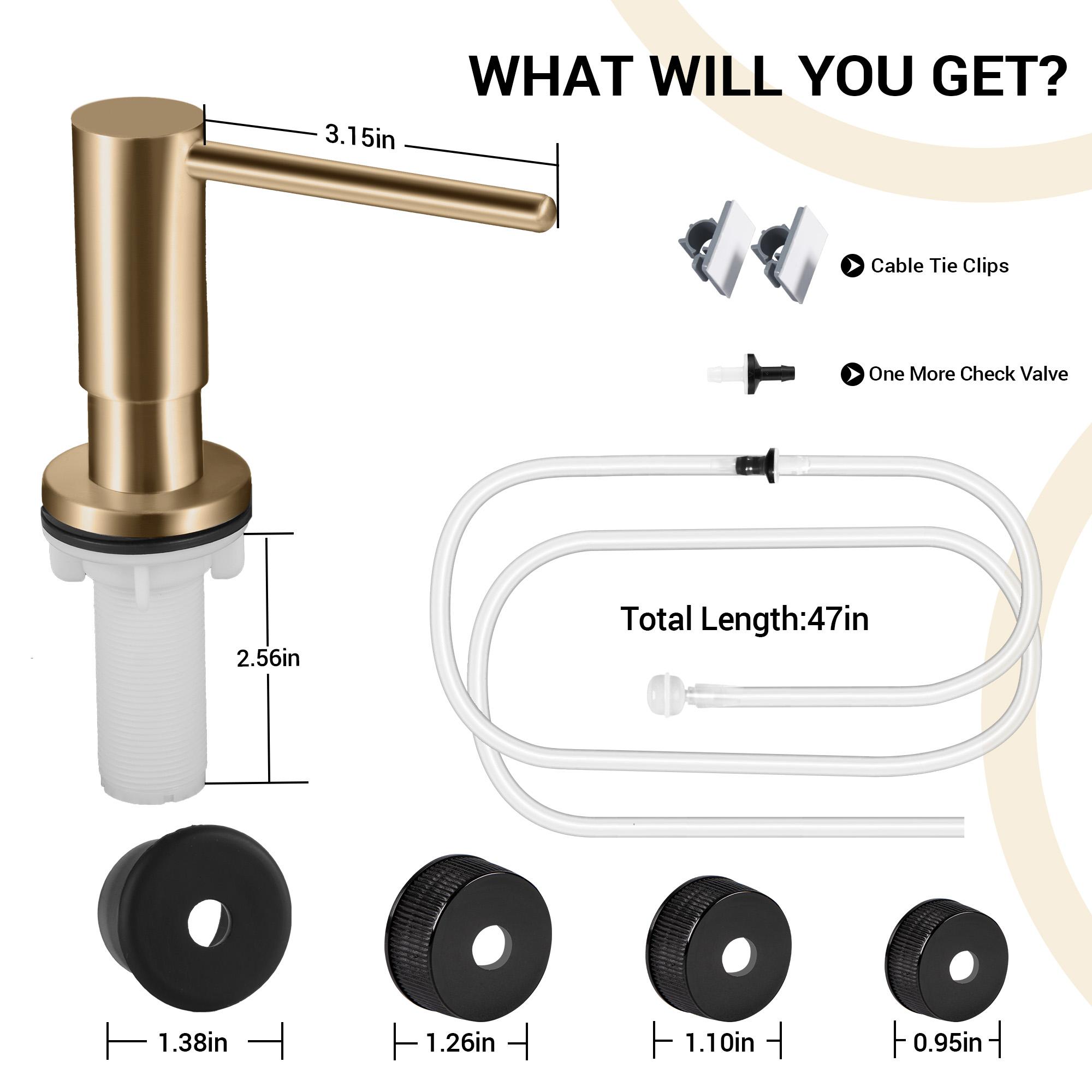 Kitchen Hack - Sink Soap Dispenser Tube Kit, with 47" Tube Hose and Check Valve for Prevent Backflow for Countertop Dispensador De Jabon de Cocina Kitchen Sink Accessories Home Goods Water White Silicone Bottle Container Installation Pump Outdoorfun