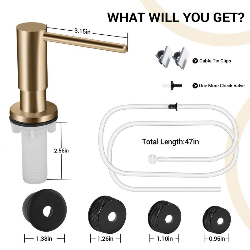 Kitchen Hack - Sink Soap Dispenser Tube Kit, with 47" Tube Hose and Check Valve for Prevent Backflow for Countertop Dispensador De Jabon de Cocina Kitchen Sink Accessories Home Goods Water White Silicone Bottle Container Installation Pump Outdoorfun