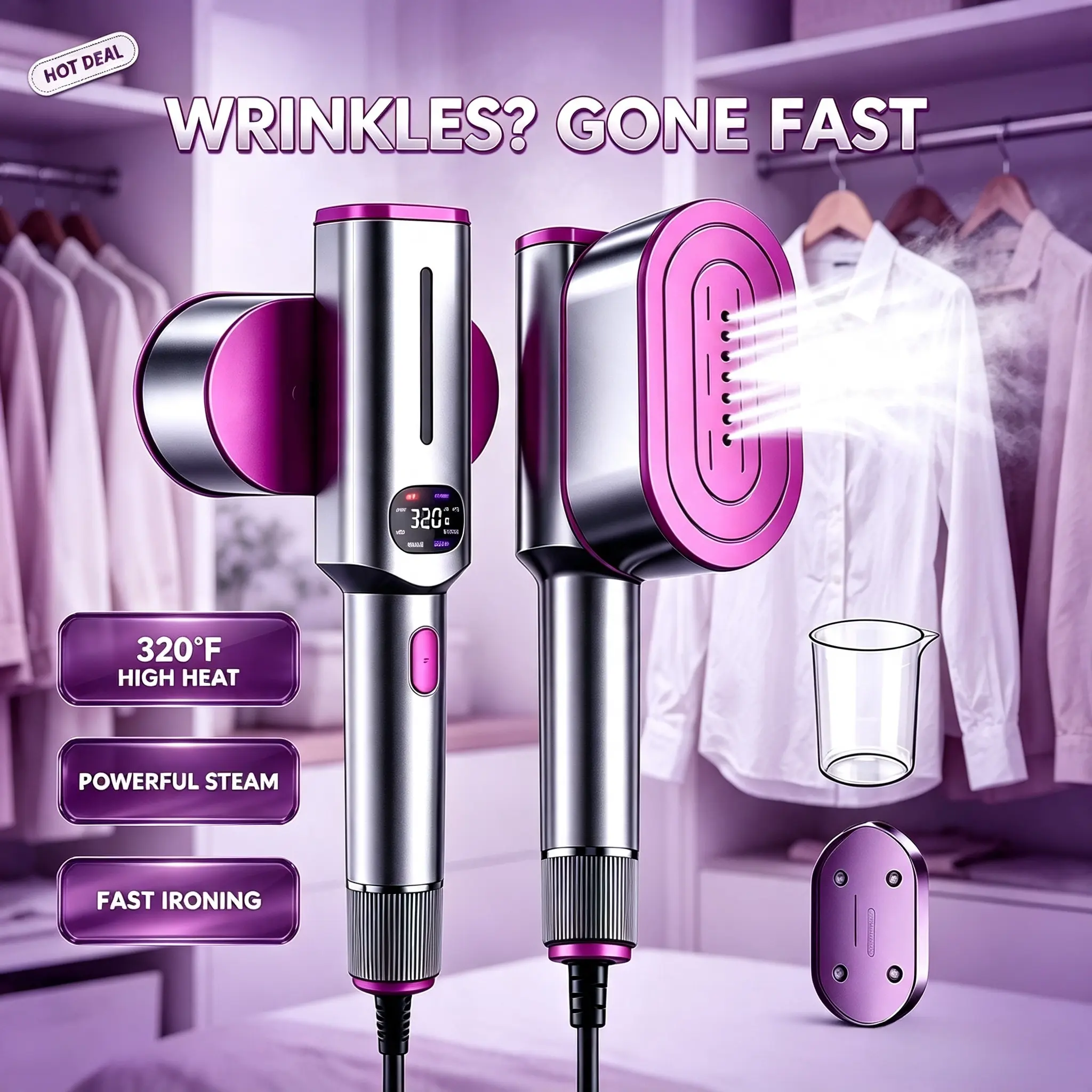 Garment Steamer for Clothes, Portable Travel Clothing Steamer Iron, Multi Mode with LED Display, 15s Fast Heating, 90° Swivel Handle, New Year Gift tiktokshopbacktoschool plancha portátil handheld garment wrinkle remover Rotatable Steam Handheld Iron mini