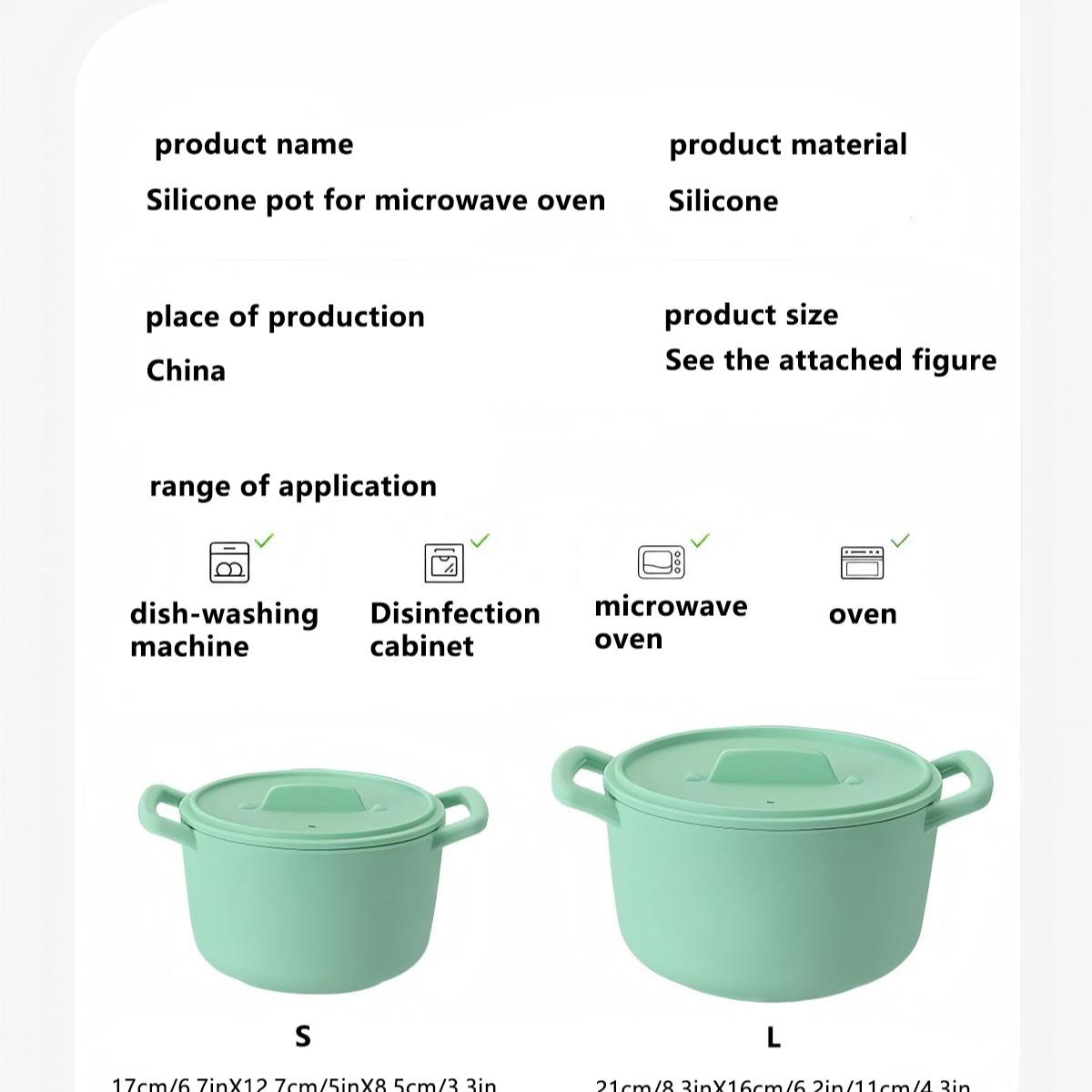 1pc Silicone Steamer Pot with Lid Heat Resistant Up to 230°c Microwave & Oven Safe Ideal for Picnics and Office Use