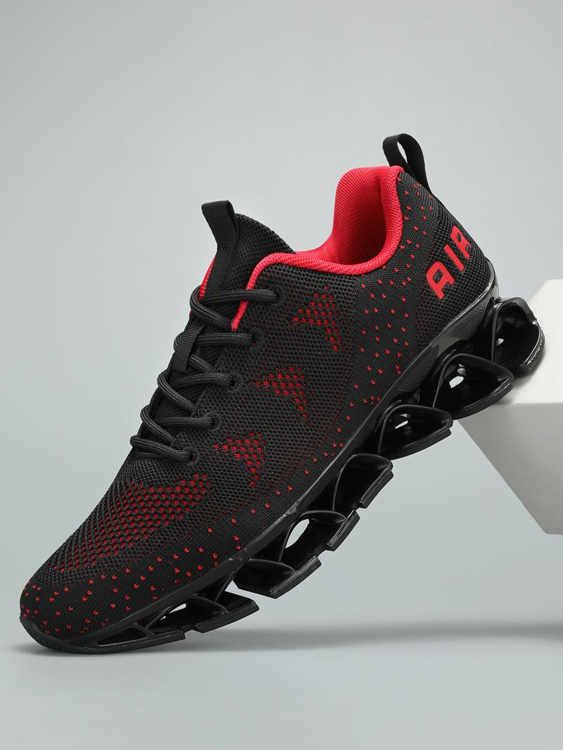 Mens Walking Shoes Blade Non Slip Fashion Sneakers Breathable Mesh Soft Sole Casual Athletic Running Sport Shoes Black/Red