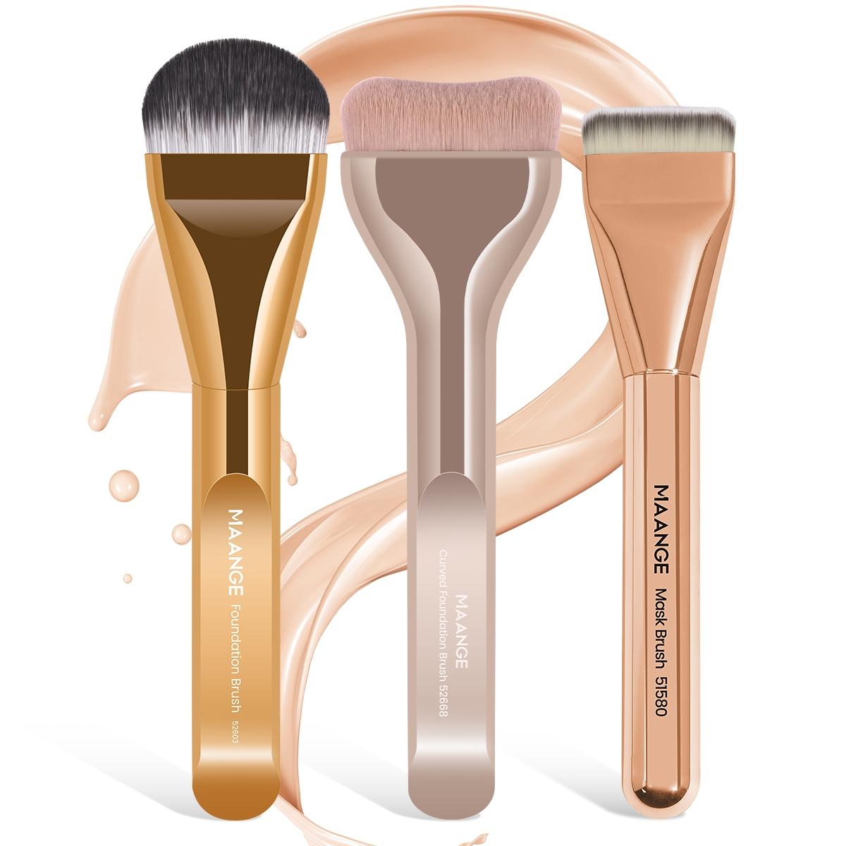 Maange 3 Piece Makeup Brush Set, Foundation Brushes, Cosmetic Tool Kit, Essential Beauty Tools, Perfect for Daily Use