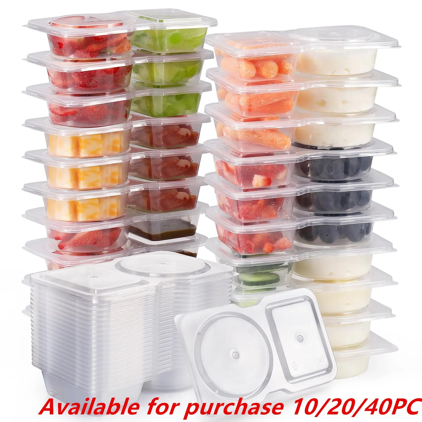 Reusable Snack Container with Lid, Double Compartment Portion Control Snack Box for Camping, Kitchen Utensils & Gadgets, Food Storage Container, Snack Containers Reusable