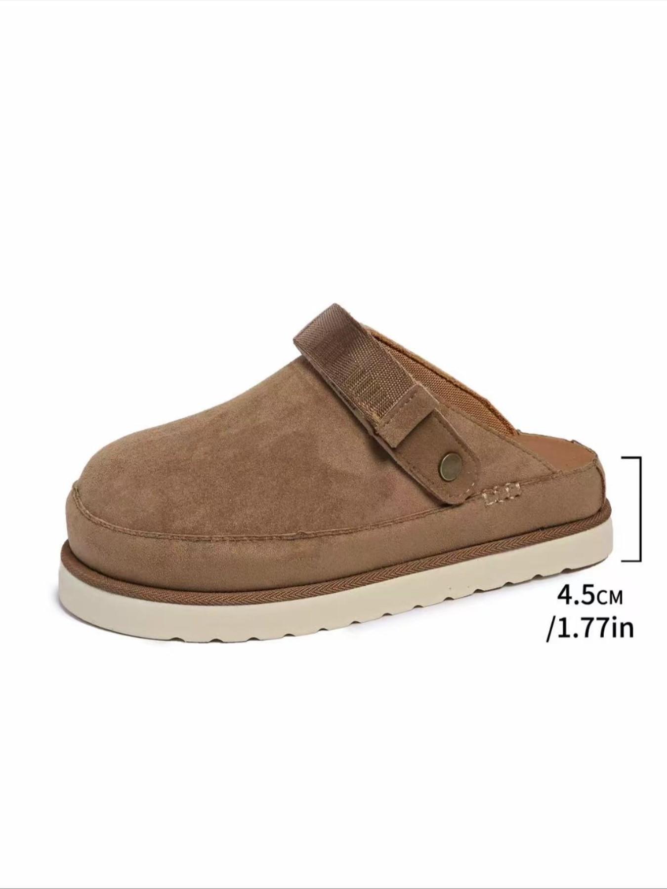 Women's Platform Mules Clogs, Closed Toe Backless Slippers, Adjustable Strap, Casual Suede Slip on Loafers for Walking, Shopping, Travel