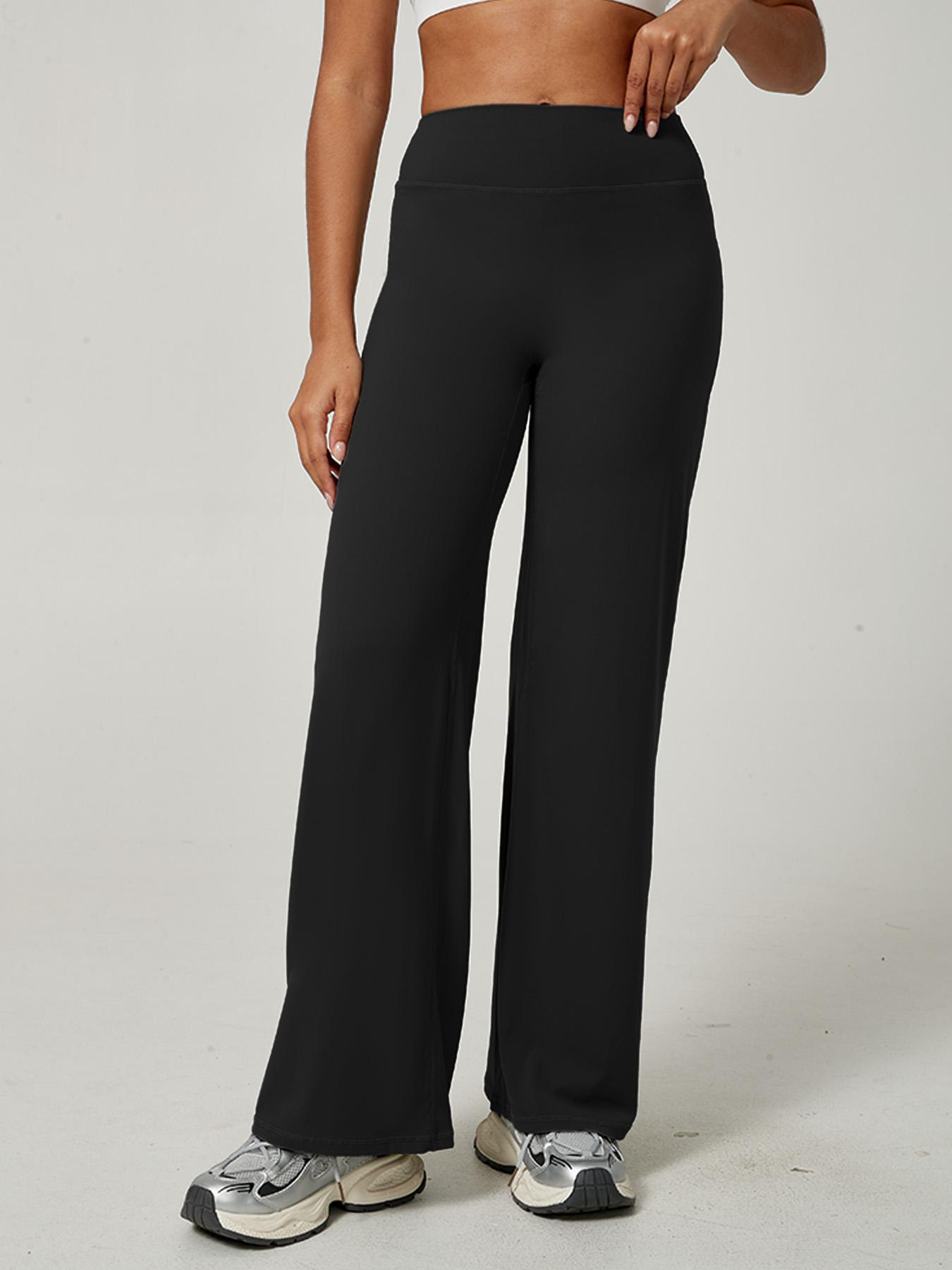 Women's High Waist Elastic Casual Soft Straight Leg Pants, Sporty Fitted Yoga Fitness Workout Pants, Fall & Winter Daily Wear