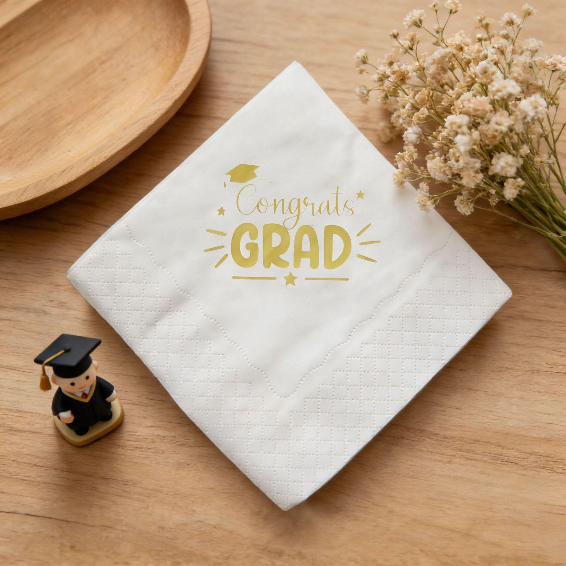 50pcs/pack Congrats Grad Napkins, Graduation Party Table Decor, Class of 2026 You Did It, Graduation Decorative Napkins, Party Supplies