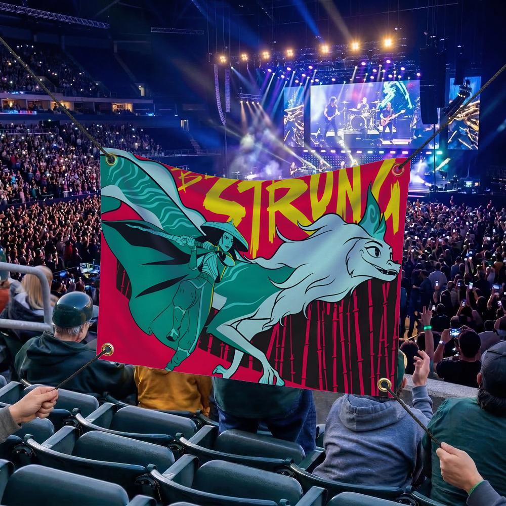 R-Raya and the Last Dragon CARTOON Flags Multi Size Atmosphere Flag, Cheerleading Hand Pulled Banner, Portable Outdoor Event Flag & Wall Decor for Sports, Parties, Home and Room Decoration