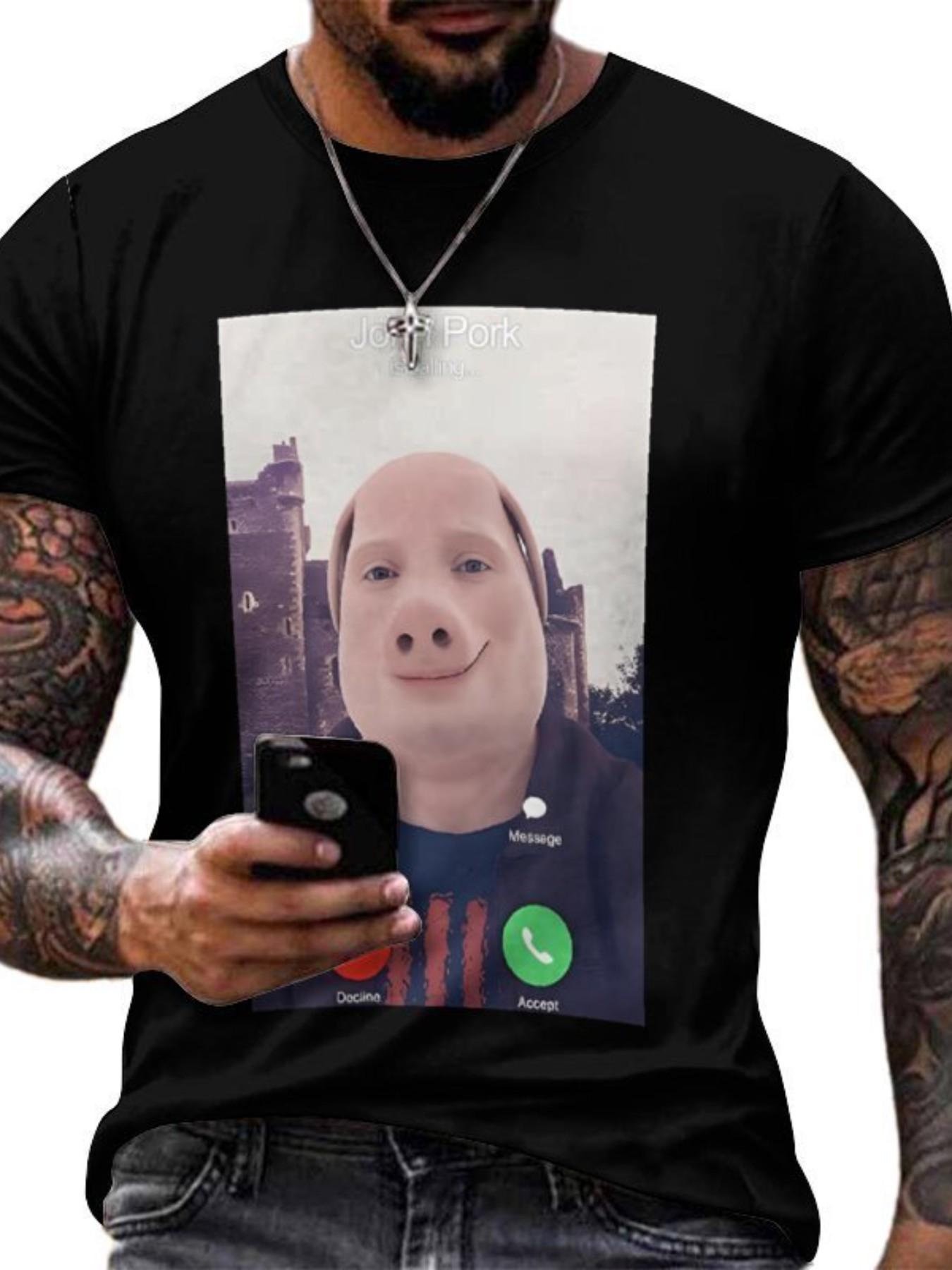 Cotton John Boek Call T-shirt, casual crew neck cotton T-shirt, fun T-shirt for everyday quirky wear John Bok Call Cotton T-Shirt, Casual Round Neck Cotton T-Shirt, Fun T-Shirt for Daily Wear, Sporty Long Slim-Fitting Tee