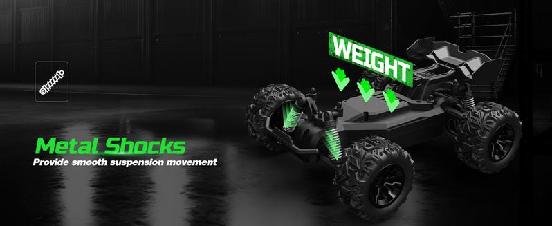 DEERC Remote Control Car, Glowing Eagle RC Cars, W/ 2 Rechargeable Batteries for 40 Min Play, 2.4Ghz All Terrain Off-Road RC Monster Truck Toys Electronics Durable