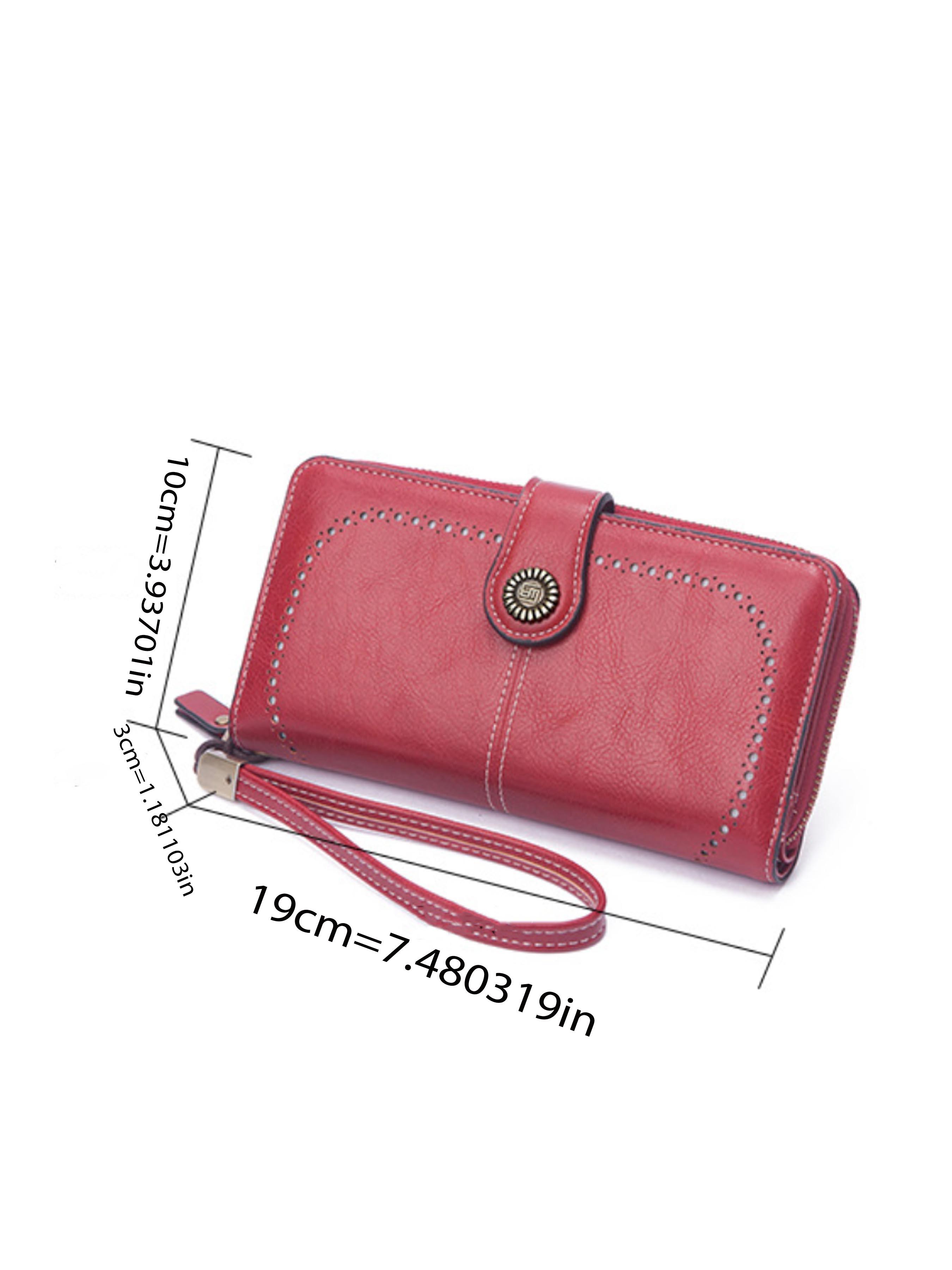 Women's Elegant Solid Color Long Wallet with Wrist Strap, Stylish Wallet, Multi-Functional Rfid Protection Zipper Wallet, Large Capacity Daily Use Handbag