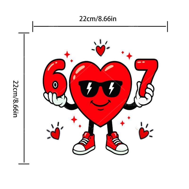 4 Pack Funny 67 Valentines Day Dabbing Heart Love 67 Meme Iron On Patches for Clothes Bags DIY Iron On Transfers Decor
