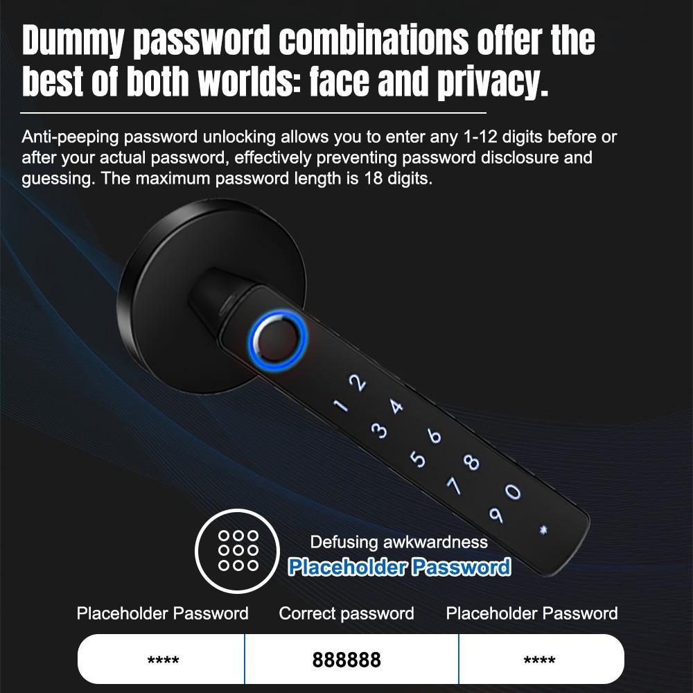 Upgraded Biometric Fingerprint Door Security Lock, Keyless Keypad Entry with Bluetooth and App Compatibility, Batteries Included, Easy to Install Smart Home Gadget, Fits 30mm-55mm Door Thickness, Smart Home Gadgets
