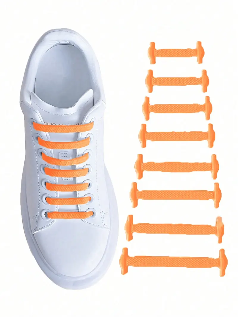 16-Piece Silicone Laces Shoelaces No-Tie Elastic Shoe Straps, Multicolor for Ice Skates Sports Shoes Casual Sneakers Stretchy Shoelaces Shoe Strings for Sneakers