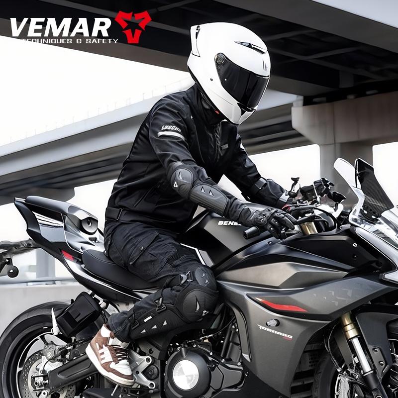 Vemar 4-Piece/Set Motorcycle Knee and Elbow Pads Set, Long Protective Gear for Cycling, Unisex Elbow Guards Knee Protector for Safety Motorbike Riding