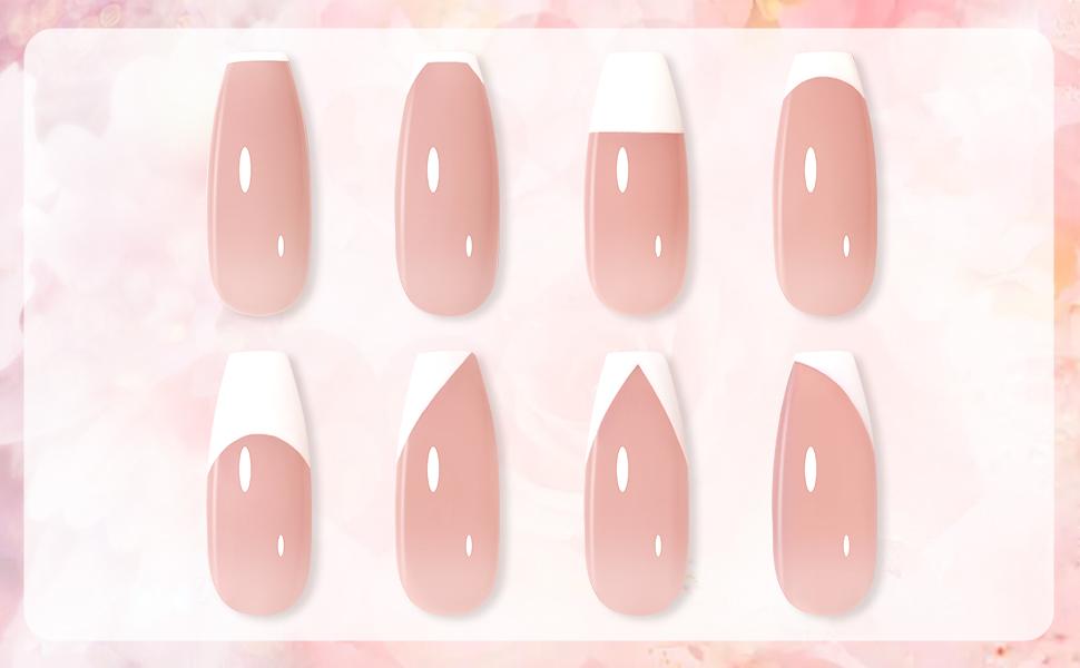 GAOY French Manicure Kit, Nail Stamper, and 2Pcs Gel Nail Polish Include Nude Jelly Pink White Colors for French Tip, UV Light Cure