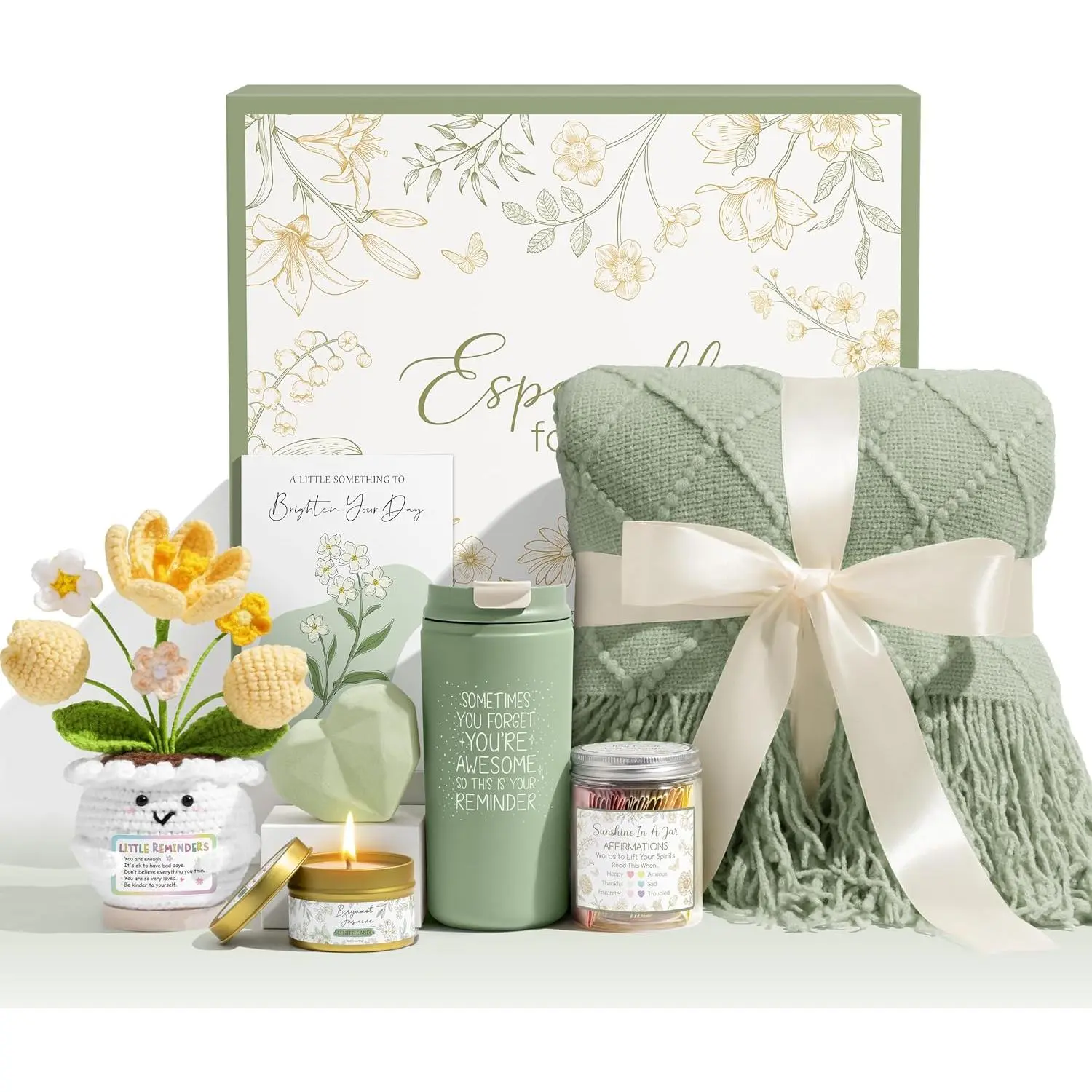 Birthday Gifts for Women Mom Get Well Soon  Baskets Self Care Package | Inspirational  Sympathy Thinking of You After  Gifts Set for Women Her  Wife Sister with Crochet  Flower