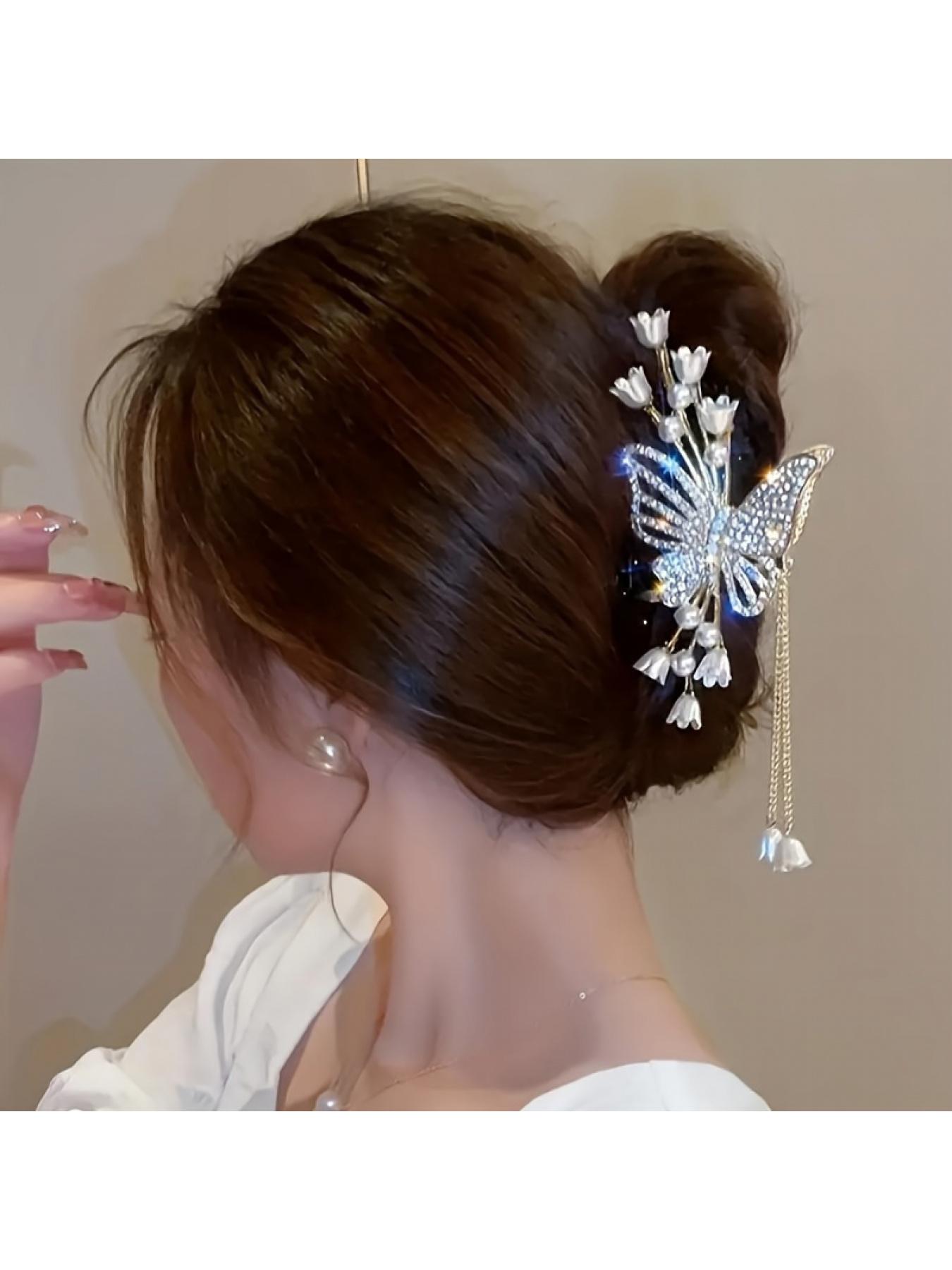 Vintage Hanfu Tassel Hair Clip Chinese Style Butterfly Hairpin Retro Headpiece for Women