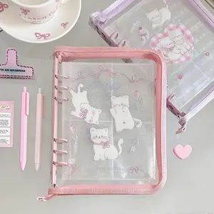 A5 Zipper Binder Kawaii Cat Kpop Photocard Collect Book Photo Cards Display Book School Stationery