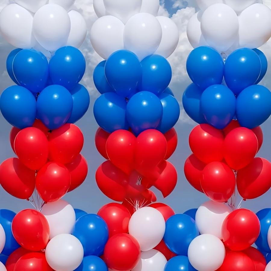 36pcs 10 inch national flag color scheme, red, white, dark blue latex balloons, party supplies, carnival, wedding, birthday, shower, anniversary, federal day, national day, independence day universal decorative balloon gift