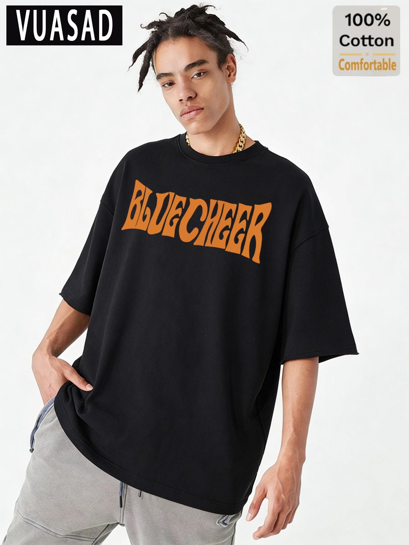 100% Cotton Short Sleeve T-Shirt, Street Style Vintage Letter Print, Loose Fit Drop Shoulder Top, Casual Half Sleeve Tee