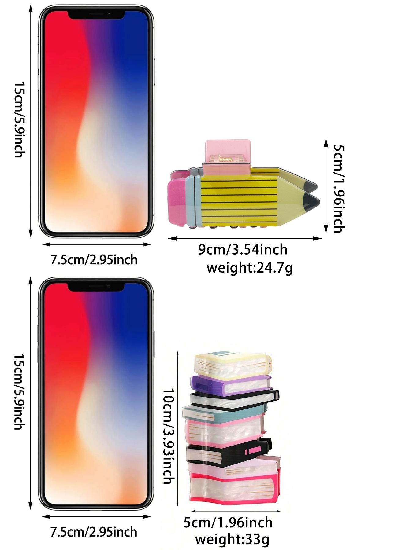 Cute Pencil & Book Design Hair Clip in Claw, 2 Counts Colorful Creative Stationery Themed Hair Claws, Hairpins, Fashion Hair Accessories for Women & Girls