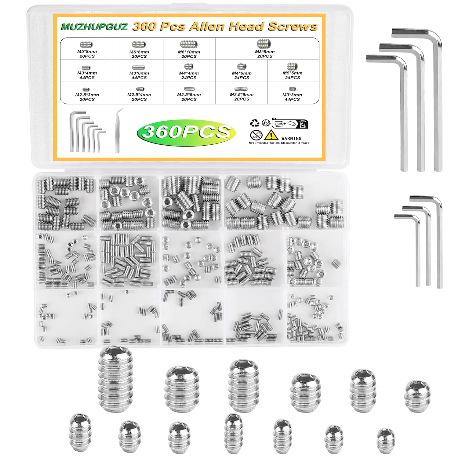 80 count Allen  Screws, Hex Socket  Screws, Grub Screw Set