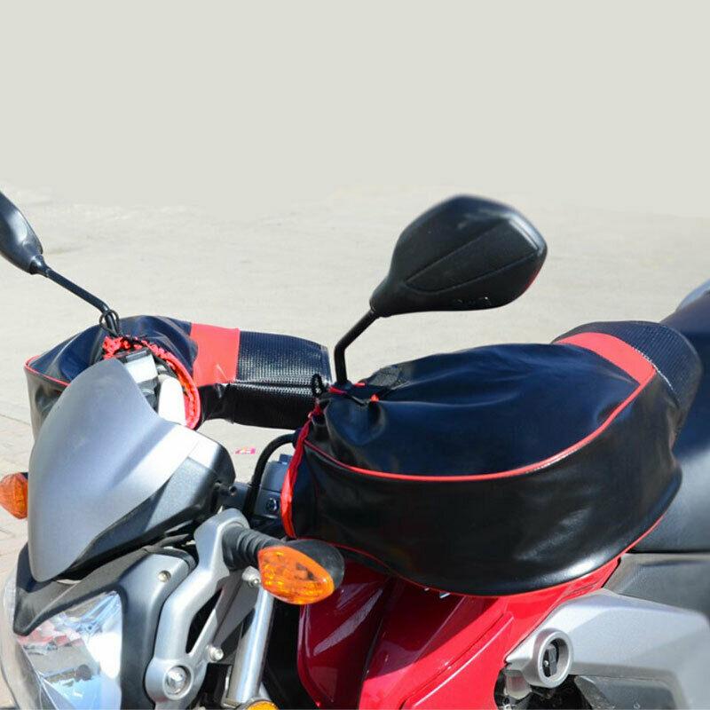 Winter Motorcycle Handlebar Covers, Electric Bike Windproof Gloves, Fleece Lined Thick Reflective Strips, Cross-Border