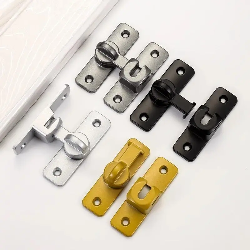 2026 New Security Sliding Bolt Door Lock, 76*56mm Adjustable 90° & 180° Anti-Pick Anti-Theft Latch, Heavy Duty Door Lock Hardware, Multi-Surface Fit for Home, Office & Garage Doors
