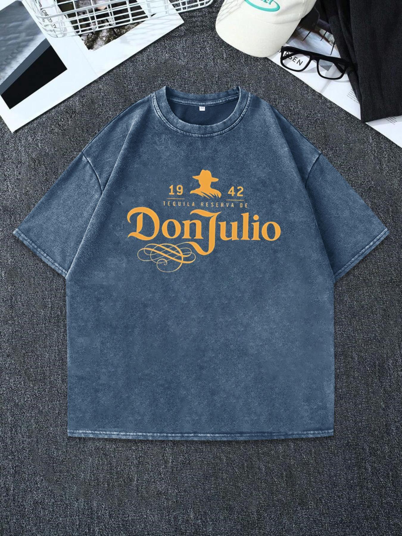 Men's Vintage Graphic Print Round Neck Tee, Regular Fit Casual Short Sleeve T-shirt, Men's Summer Top for Daily Wear, Tropical, Cotton