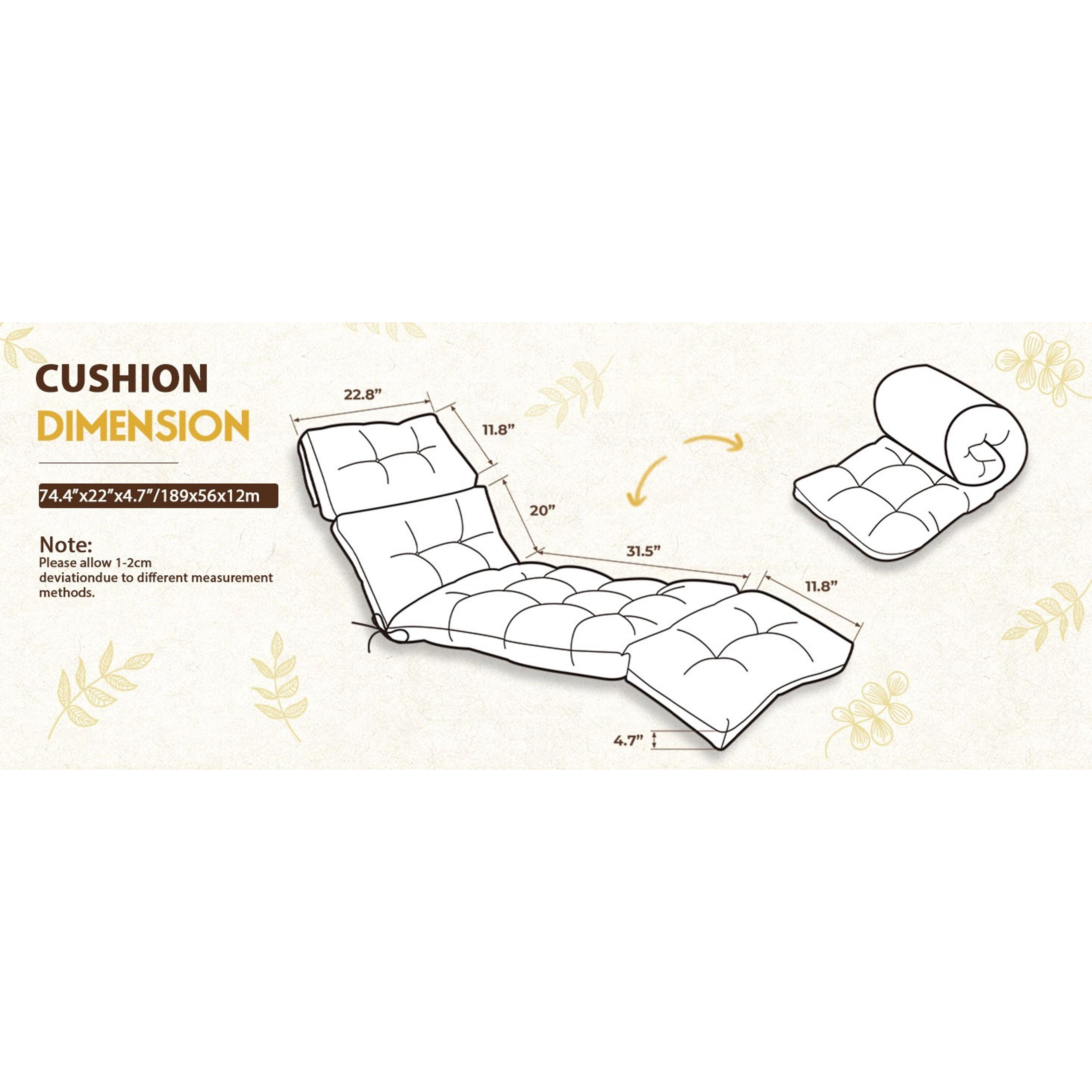 Outdoor Chaise Lounge Chair Cushion Waterproof 74.4 x 22 x 4.7 Inches Memory Foam Lounge Chair Cushions Replacement for Outdoor Furniture with Ties, Thickened Pool Lounge Chair Cushion, Beige