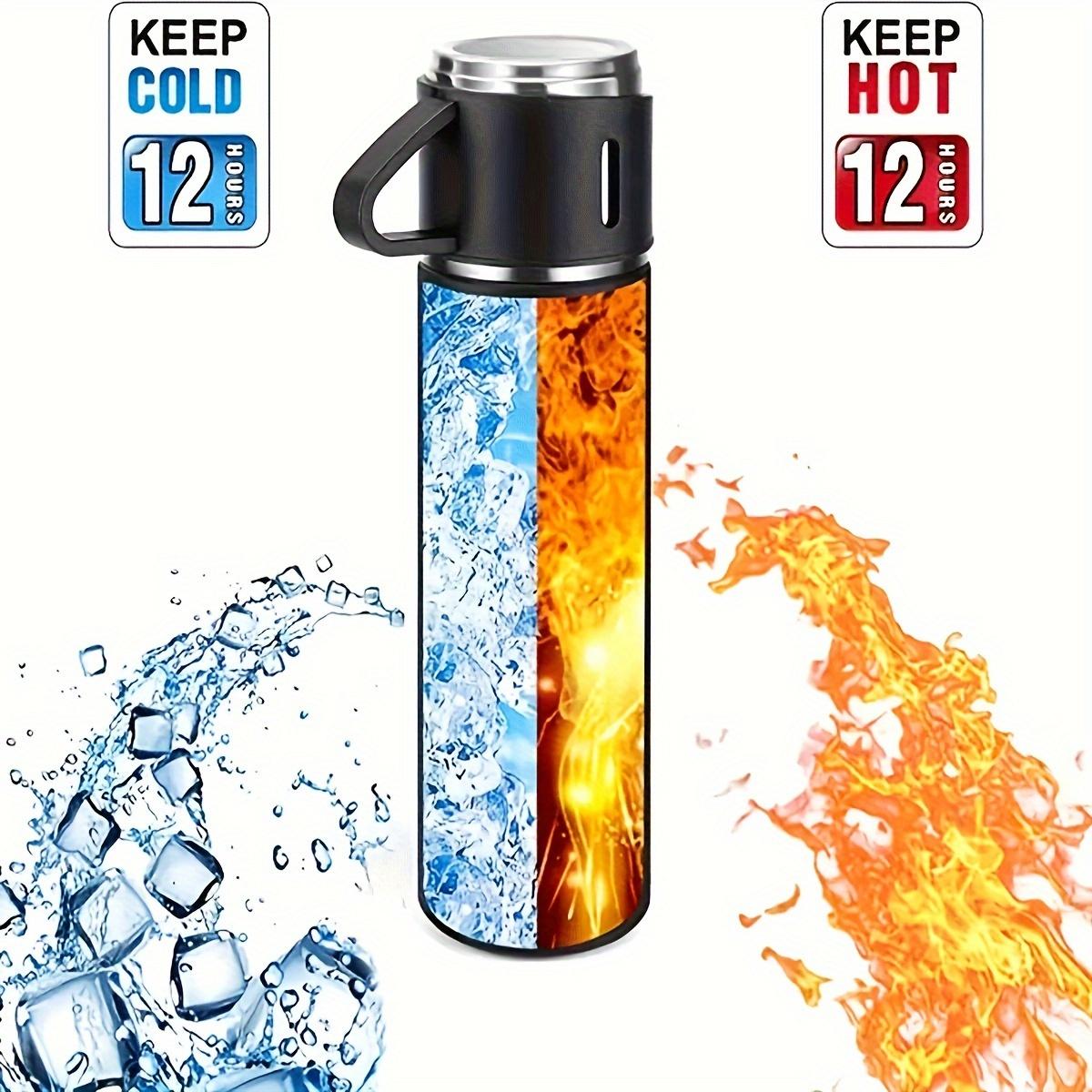 4pcs Including 3 Small Cups, 1 Water Cup, Insulated Cup Set, Insulated Tumbler Set, Travel Thermal Cup, Vacuum Insulated Tumblers, Stainless Steel Bottle 500ml/ 16.9oz, Perfect for Hot and Cold Drinks, Business and School, Three Lid, Portable Gift Set