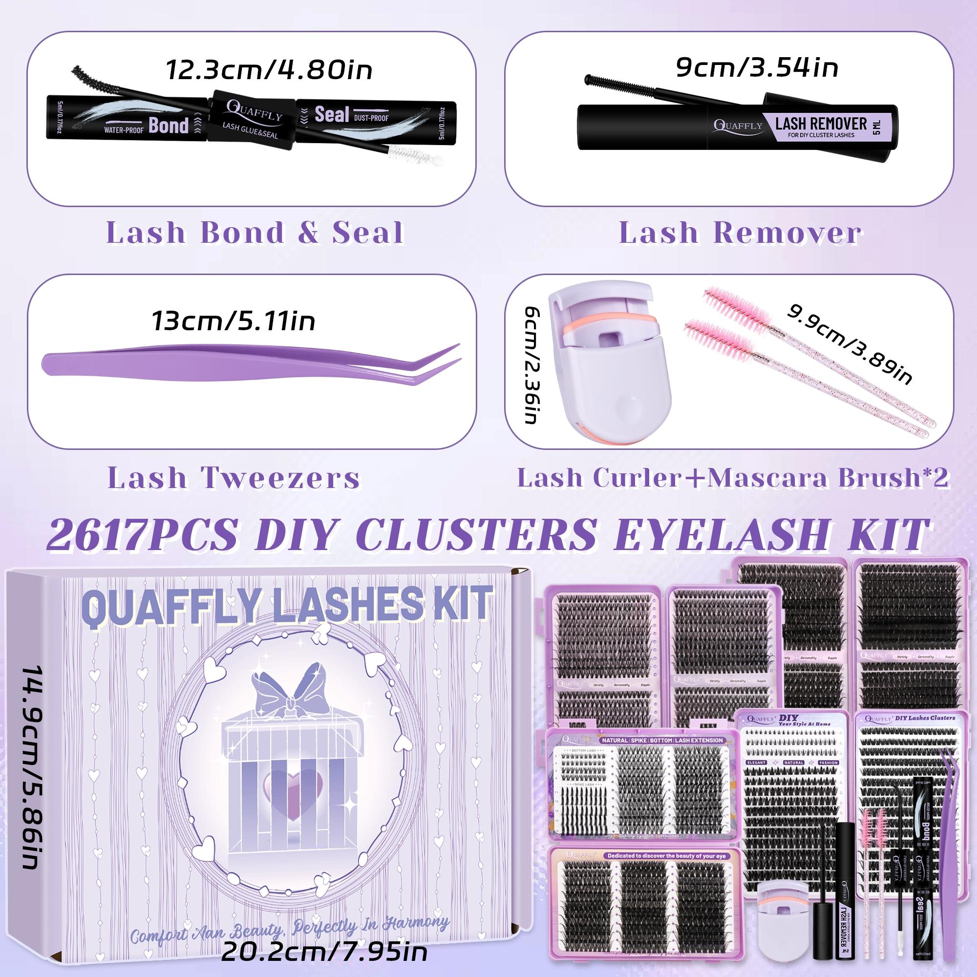 Lash Clusters Kit Volume Lashes Spike Lashes+Bottom Lashes Wispy Lash Clusters Anime Lashes Pack 2617Pcs D Curl Individual Lashes With Lash Bond and Seal Lash Remover Tweezers Lash Curler and Mascara Brush*2