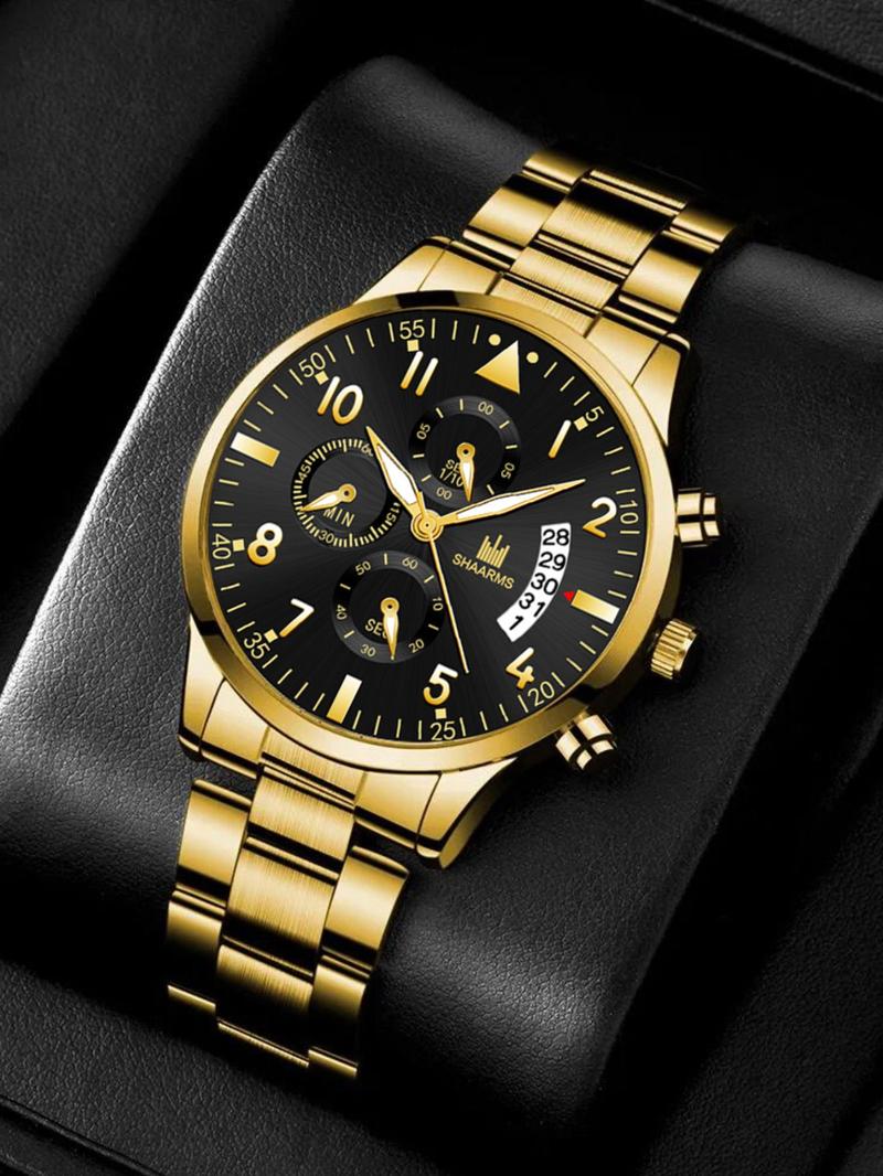 Men's Business Fashion Watch Set, Fashion Watch for Party, Daily Clothing Decor, Trendy All-match & Exquisite Watch for Birthday Gift, Modern Fashionable Wristwatch