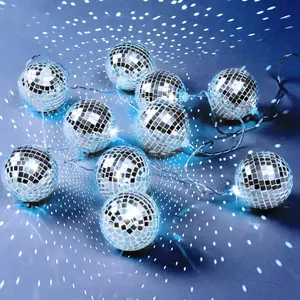Disco Ball Light String - 10 LED 9.84-Foot Mirror Disco Ball String Lights,   for Party, Wedding, Christmas, Holiday, Classroom Decor ( White, 1.57 Inch)